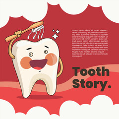 cartoon vector illustration with a toothy character taking a shower