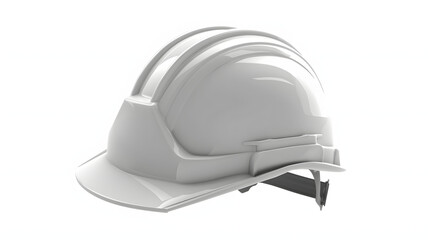 Fototapeta premium White Construction Helmet: 3D Render of Single Object Protective Engineering Hat for Construction Industry Equipment Isolated in White.