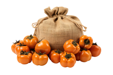 A Harvest of Sunshine: Abundant Orange Bell Peppers Overflowing From a Bag