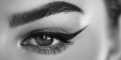 Close-up of a woman's eye with long lashes, perfect for beauty and cosmetic ads
