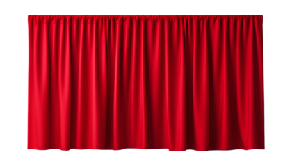 red theater curtain isolated on transparent background cutout