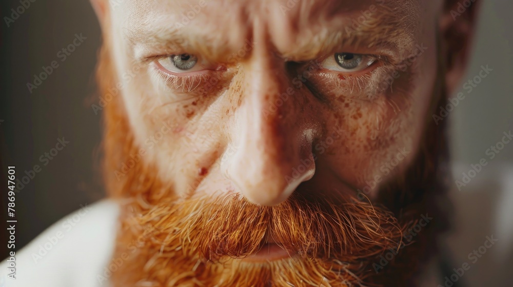 Aufkleber A detailed image of a man with a beard, suitable for various concepts