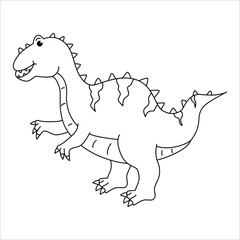 Cute dino giganotosaurus outline illustration