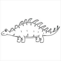 Cute dino kentrosaurus outline illustration
