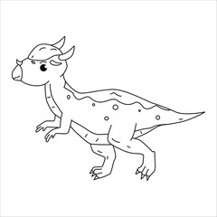 Cute Pachycephalosaurus dino outline illustration