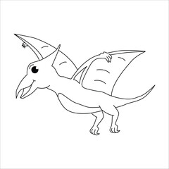 Cute Pterodactyl dino outline illustration © Sayyid96