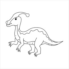Cute Parasaurolophus dino outline illustration © Sayyid96