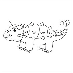 Cute Ankylosaurus dino outline illustration