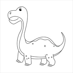 Cute dino brachiosaurus outline illustration