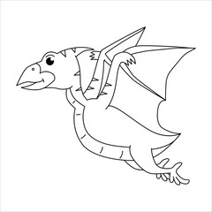 Cute Pterodactyl dino outline illustration © Sayyid96