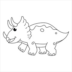 Cute Triceratops dino outline illustration
