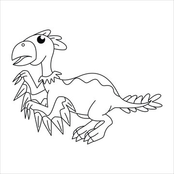 Cute dino archeopteryx outline illustration