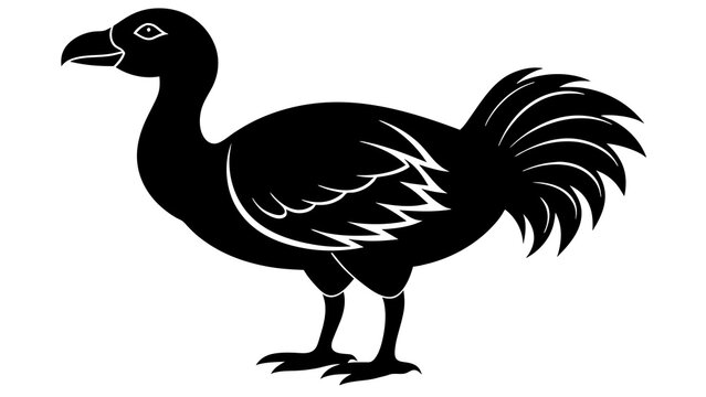 black dodo bird silhouette on white background clip art preview