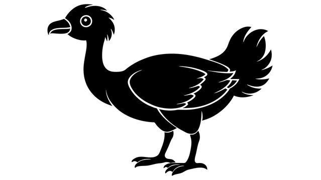 black dodo bird silhouette on white background clip art preview