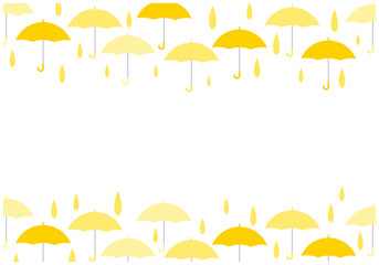 Fototapeta na wymiar 梅雨景色の雨が降る傘パターン背景10黃色