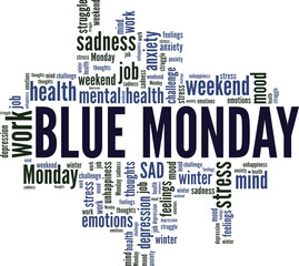 Fototapeta premium Blue Monday word cloud conceptual design isolated on white background.