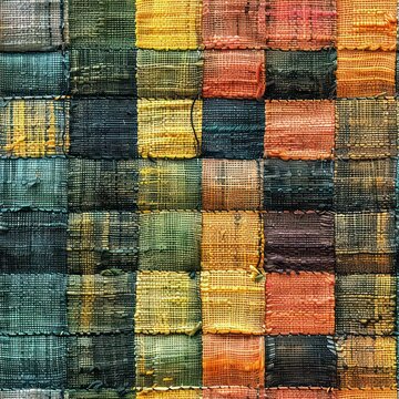 Seamless abstract vintage linen fabric patchwork pattern background