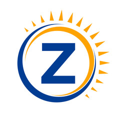 Solar Logo On Letter Z Concept With Sun Icon. Solar System Symbol