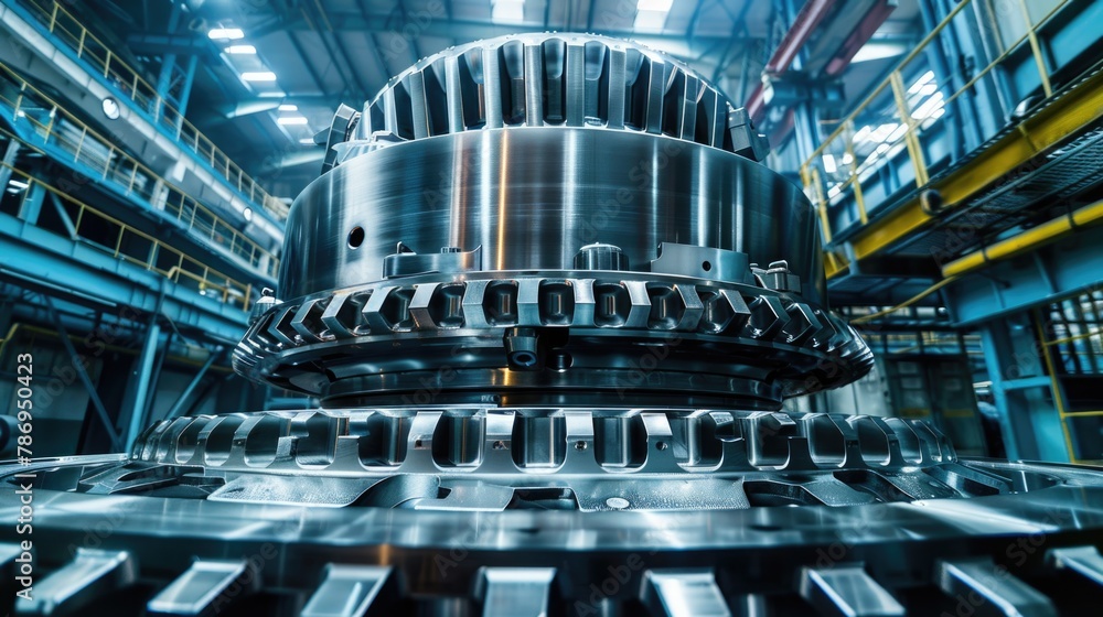 Poster detailed view of a machine in a factory, suitable for industrial concepts