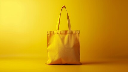 Yellow tote bag on yellow background - 786950486