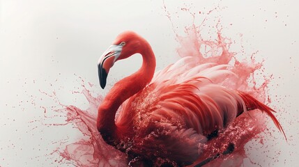 Flamingo bird in watercolour splash