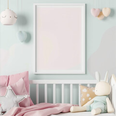 mockup frame for nursing room, pastel