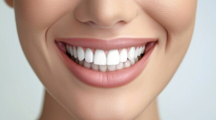 Obraz premium Beautiful female smile after teeth whitening procedure. Dental care. Dentistry concept