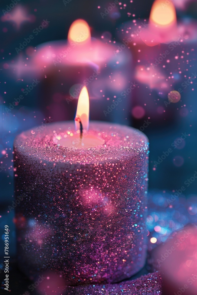 Poster group of lit candles on a table, suitable for various occasions