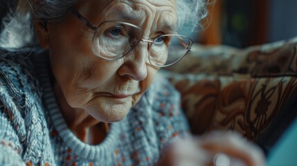 Senior woman using laptop computer, suitable for technology concepts
