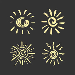 illustration of the sun drawn manually by hand