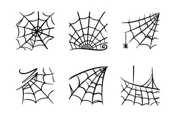 a hand drawn spider web, design element, decor.