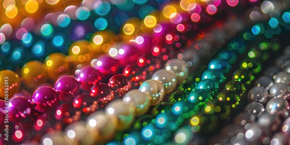 Poster a close-up shot of a bunch of colorful beads. suitable for various crafting projects