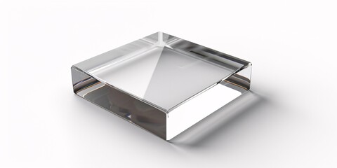 White isolated acrylic block on blank background.