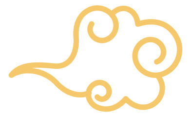 Cloud decorative element. Golden line chinese icon