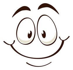 Comic face with happy smile. Cartoon emoji in retro style