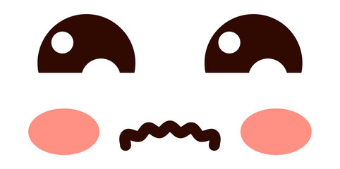 Confounded face. Frustrated expression kawaii style emoji