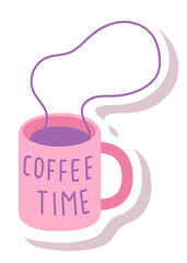 Coffee time sticker. Cute organizing paper printable