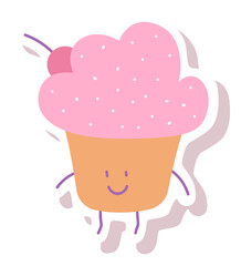 Sweet cupcake character. Printable paper planner sticker