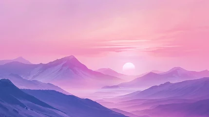 Fotobehang sunrise in mountain pink levender background © maaz