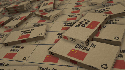 Made in China box pack 3d illustration