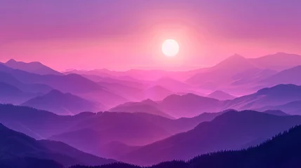 Foto auf Leinwand sunrise in mountain purple levender background © maaz