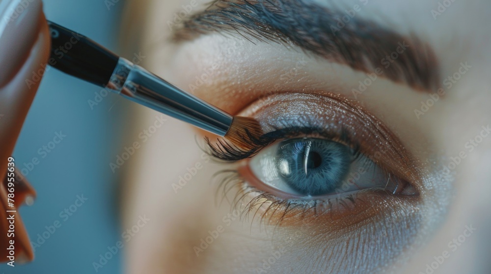 Poster Close up of a person using a pair of scissors. Perfect for educational or DIY projects