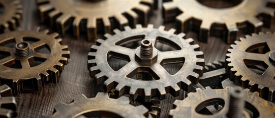 Interlocking Metal Gears Close up