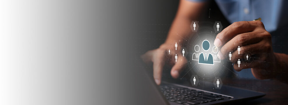 Hr, HRM, Human resources management concept. Check resume, Screening employee information, job applicants, Employees must complete the online survey form, answer the test questions.