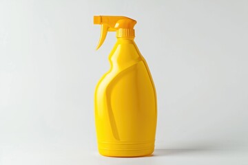 Yellow spray bottle placed on a clean white surface, suitable for product presentation