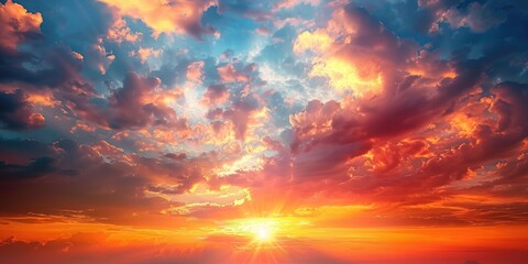 Obraz premium Beautiful sunset over the ocean, perfect for travel websites