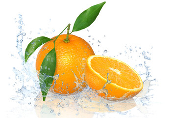 Apfelsinen mit Wasser