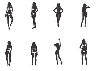 silhouettes set of beautiful sexy women