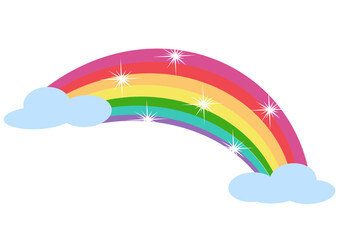 Magic rainbow with clouds and stars