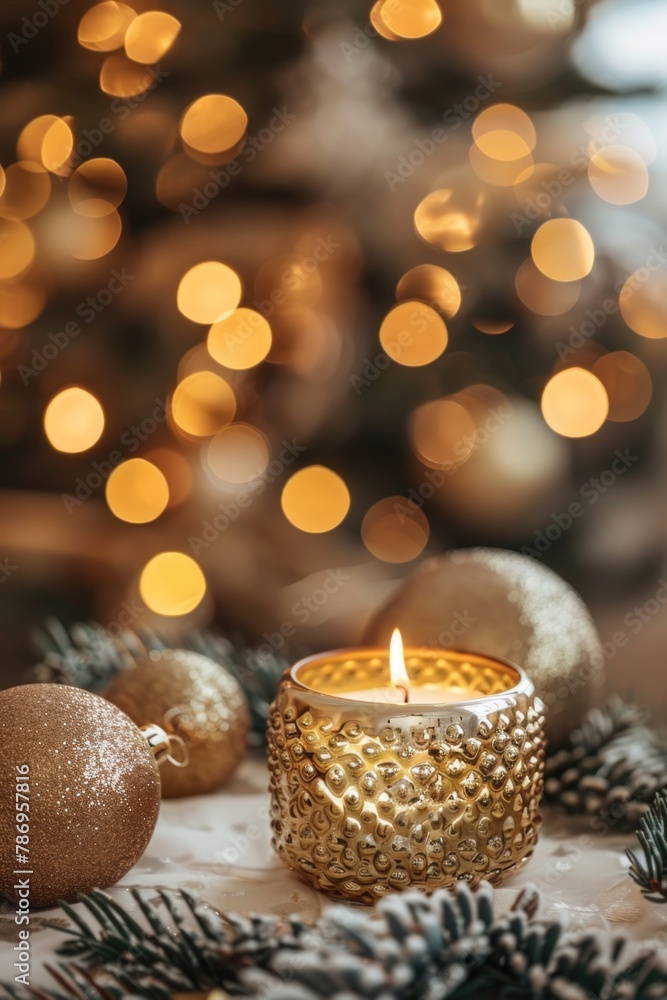 Poster A simple image of a lit candle on a table, suitable for various uses